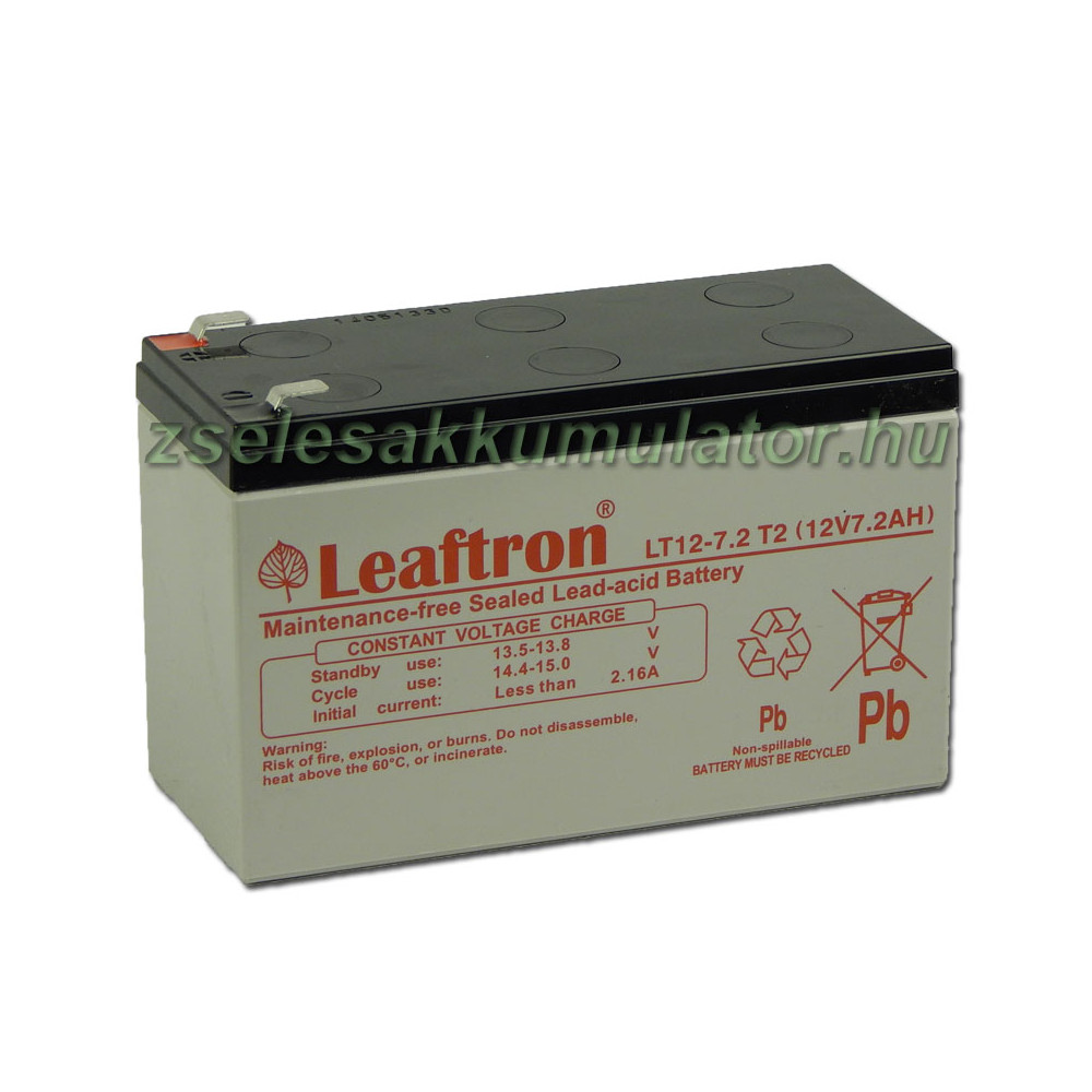 Leaftron 12V 7,2Ah Zselés akkumulátor LT12-7,2 F2 Leaftron 12V 7,2Ah Zselés akkumulátor LT12-7,2 F2