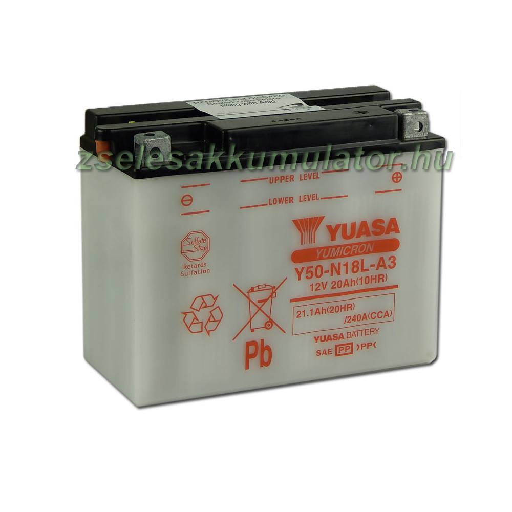 Yuasa Y50-N18L-A3 12V 20Ah Motor akkumulátor sav nélkül