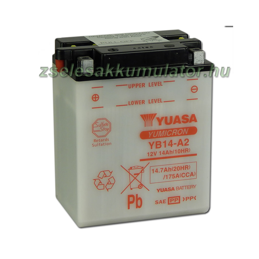 Yuasa YB14-A2 12V 14Ah Motor akkumulátor sav nélkül
