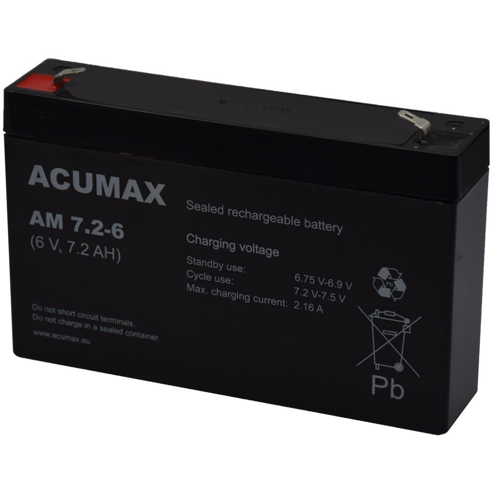 Acumax AM 7,2-6 6V 7,2Ah Zselés akkumulátor (6V 7Ah méretben)