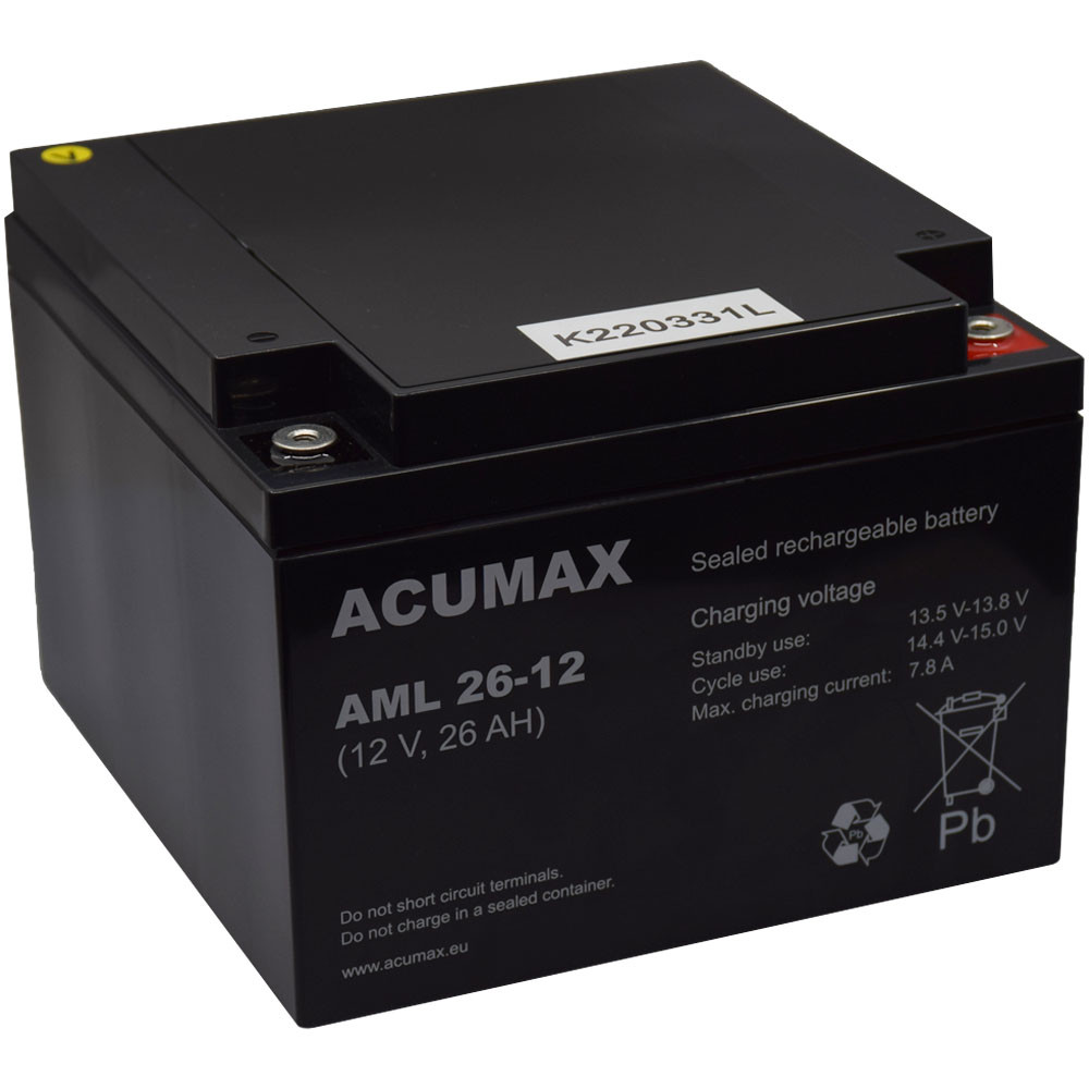 Acumax AML 26-12 12V 26Ah Zselés akkumulátor Acumax AML 26-12 12V 26Ah Zselés akkumulátor