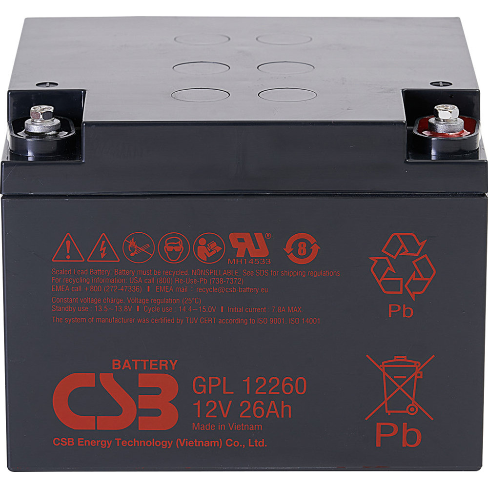 CSB 12V 26Ah Zselés Akkumulátor GPL 12260 CSB 12V 26Ah Zselés Akkumulátor GPL 12260