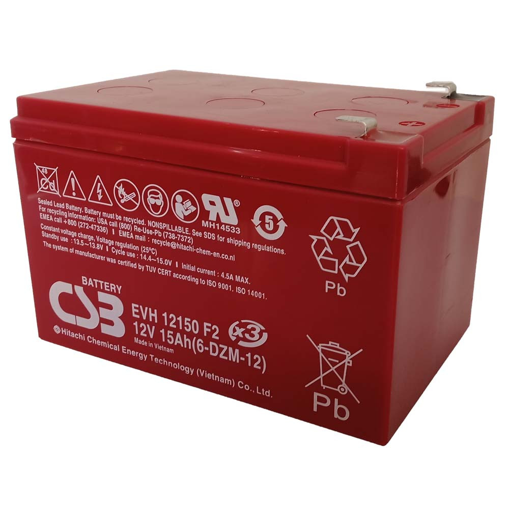 CSB 12V 15Ah Ciklikus zselés akkumulátor elektromos kerékpárba EVH 12150 F2 (6DZM12) CSB 12V 15Ah Ciklikus zselés akkumulátor elektromos kerékpárba EVH 12150 F2 (6DZM12)