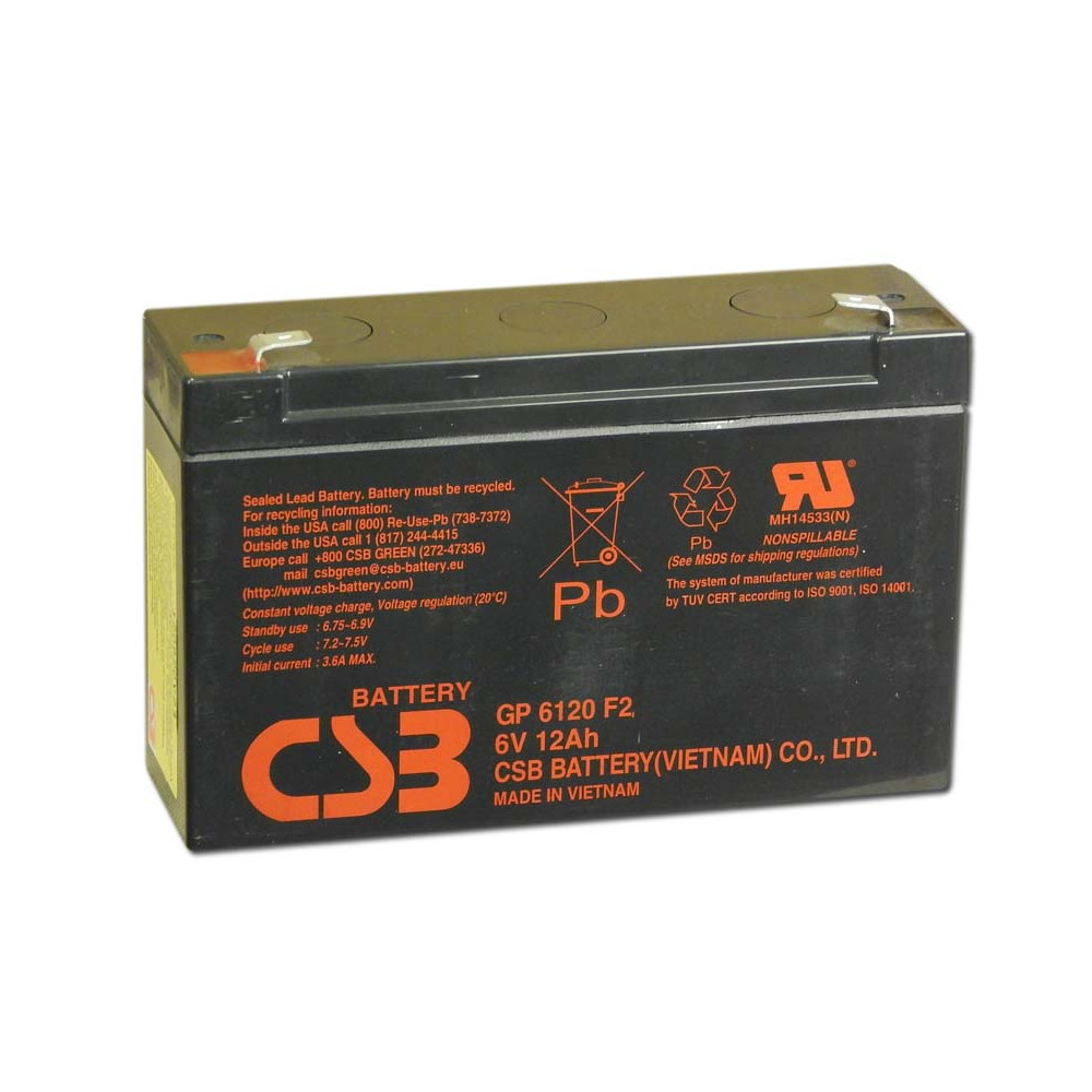 CSB 6V 12Ah Zselés Akkumulátor GP 6120 F2 CSB 6V 12Ah Zselés Akkumulátor GP 6120 F2