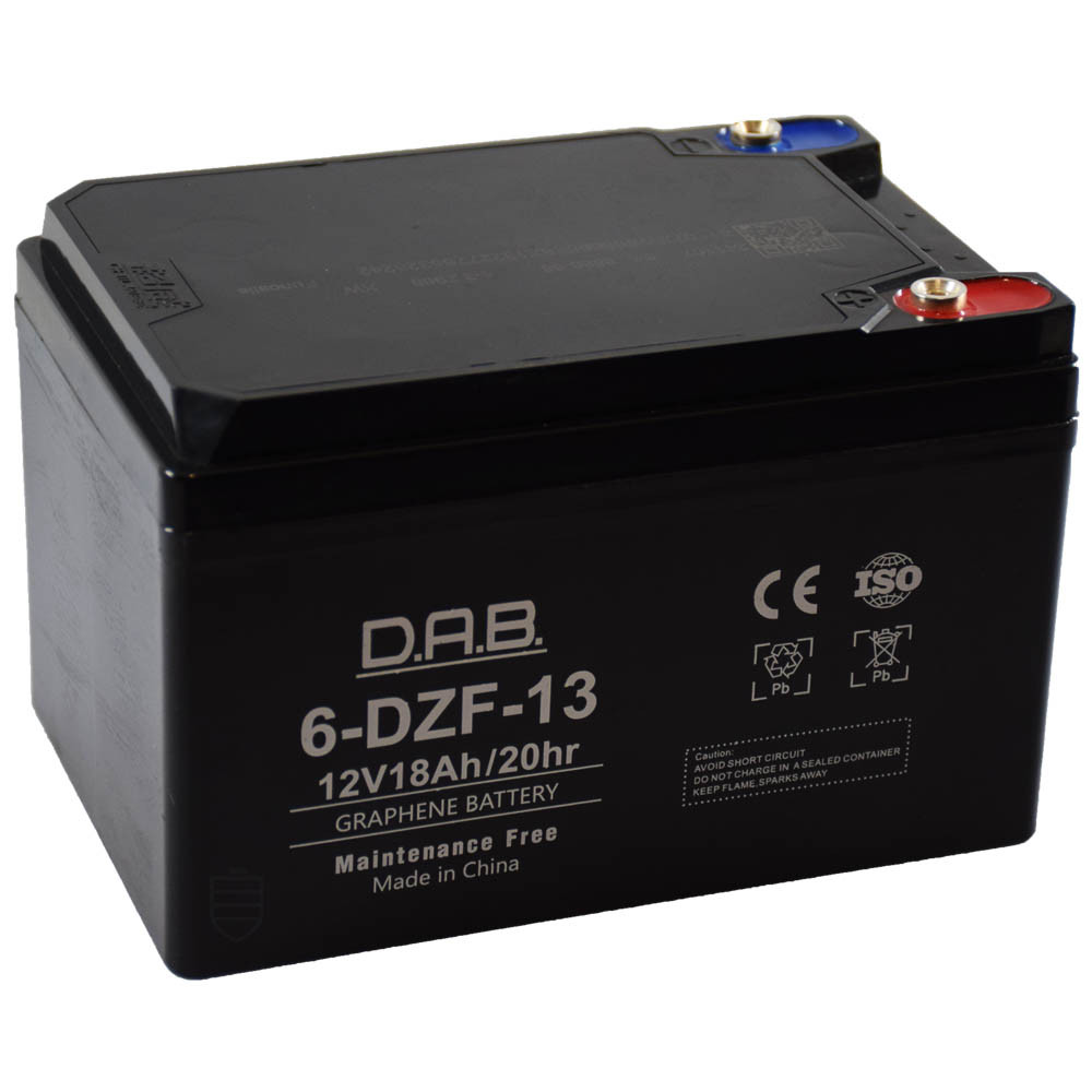 D.A.B. 6-DZF-13 12V 18Ah Ciklikus Grafén zselés akkumulátor elektromos kerékpárba D.A.B. 6-DZF-13 12V 18Ah Ciklikus Grafén zselés akkumulátor elektromos kerékpárba