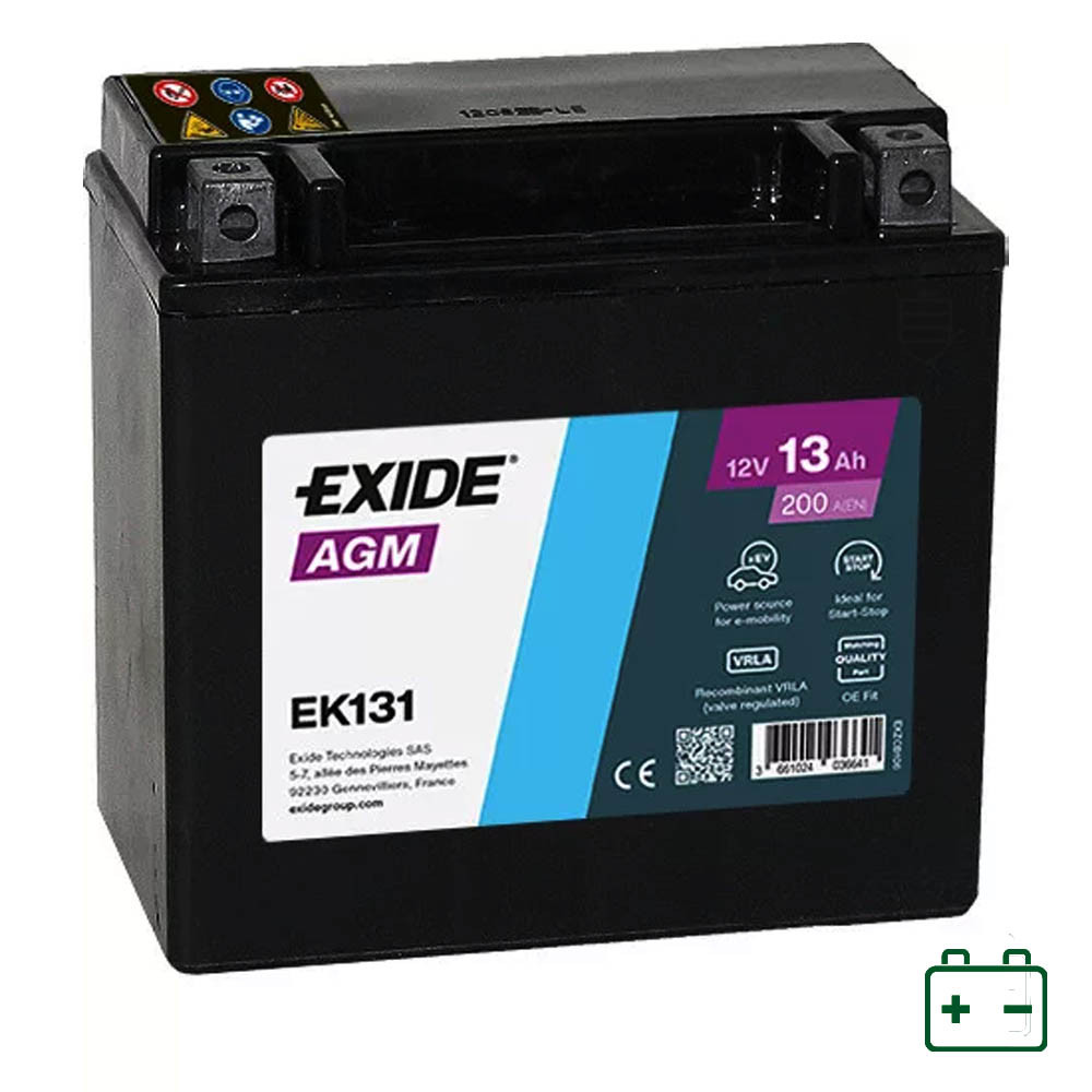 Exide AGM EK131 (YTX14-BS) 12V 13Ah gondozásmentes AGM (zselés) motor akkumulátor 200A
