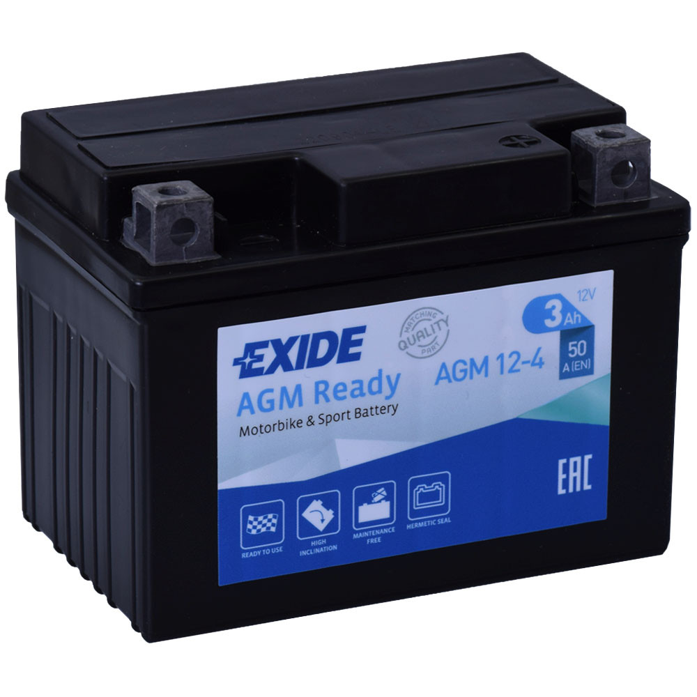 Exide AGM 12-4 (YTX4L-BS, YB4L-B, YTZ5S) 12V 3Ah gondozásmentes AGM (zselés) motor akkumulátor Exide AGM 12-4 (YTX4L-BS, YB4L-B, YTZ5S) 12V 3Ah gondozásmentes AGM (zselés) motor akkumulátor