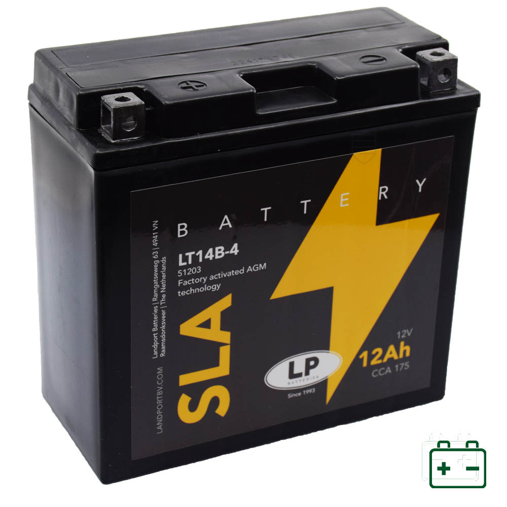 Landport LT14B-4, YT14B-4 12V 12Ah gondozásmentes AGM (zselés) motor akkumulátor