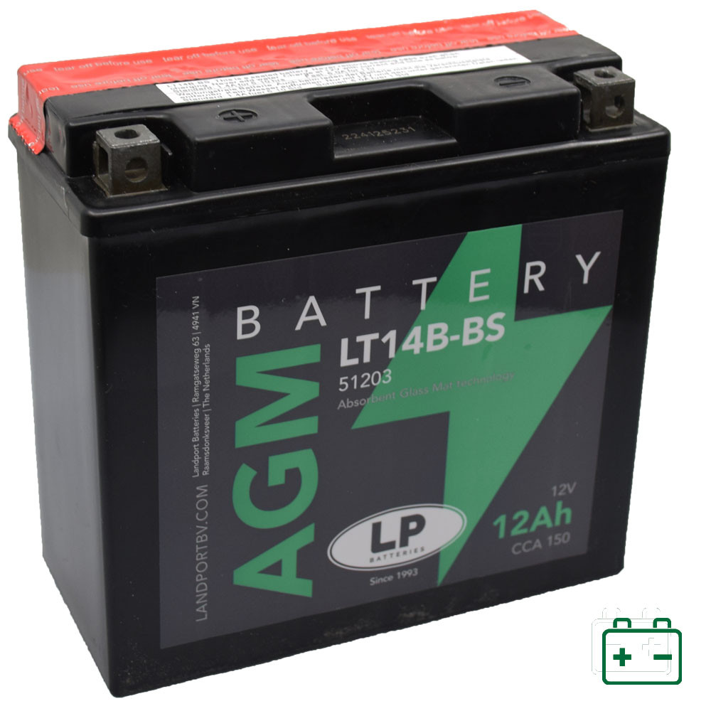 Landport LT14B-BS, YT14B-BS 12V 12Ah gondozásmentes AGM (zselés) motor akkumulátor