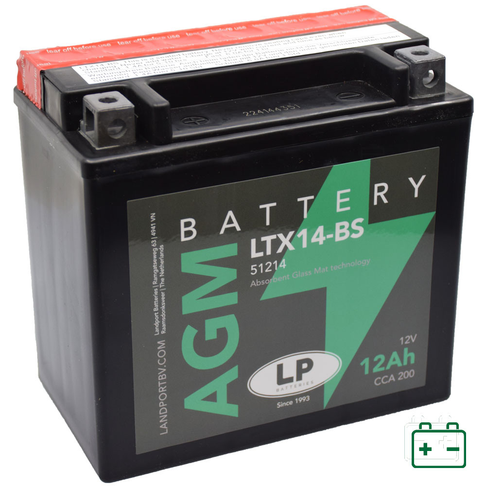 Landport LTX14-BS, YTX14-BS 12V 12Ah gondozásmentes AGM (zselés) motor akkumulátor Landport LTX14-BS, YTX14-BS 12V 12Ah gondozásmentes AGM (zselés) motor akkumulátor