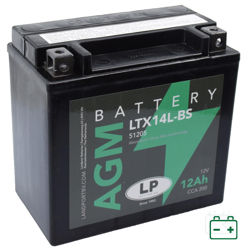 Landport LTX14L-BS, YTX14L-BS 12V 12Ah gondozásmentes AGM (zselés) motor akkumulátor