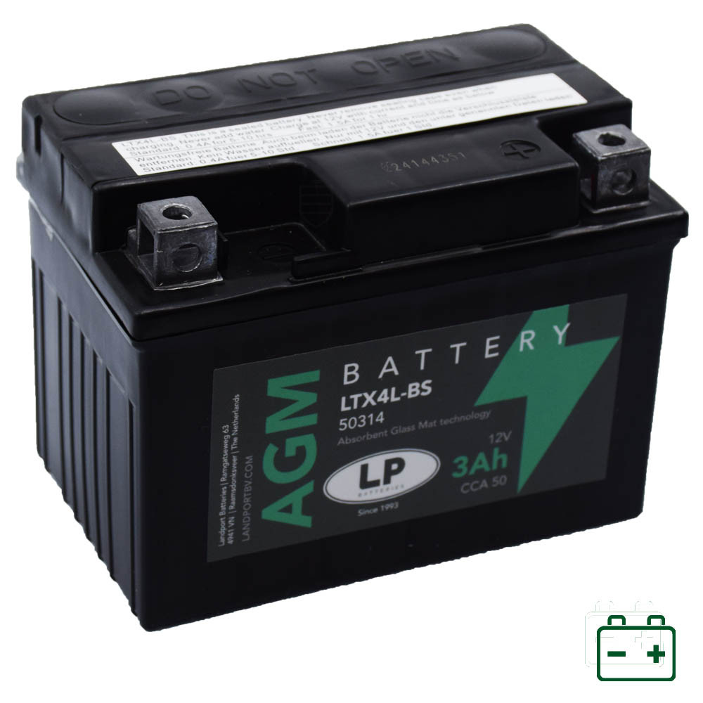 Landport LTX4L-BS, YTX4L-BS 12V 3Ah gondozásmentes AGM (zselés) motor akkumulátor