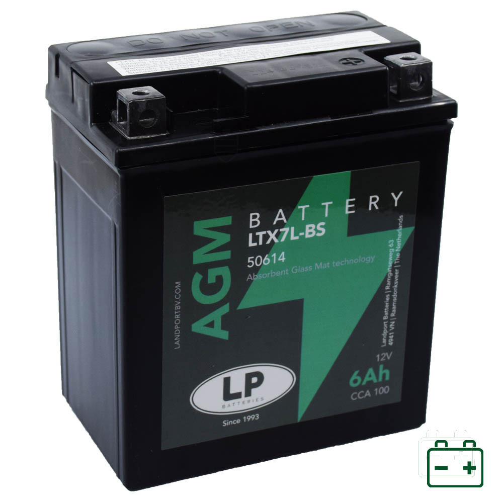 Landport LTX7L-BS, YTX7L-BS 12V 6Ah gondozásmentes AGM (zselés) motor akkumulátor