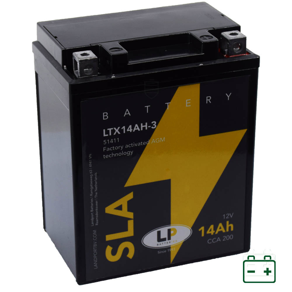 Landport LTX14AH-3, YTX14AH-3 (YB14L-A2, YB14L-B2) 12V 14Ah gondozásmentes AGM (zselés) motor akkumulátor