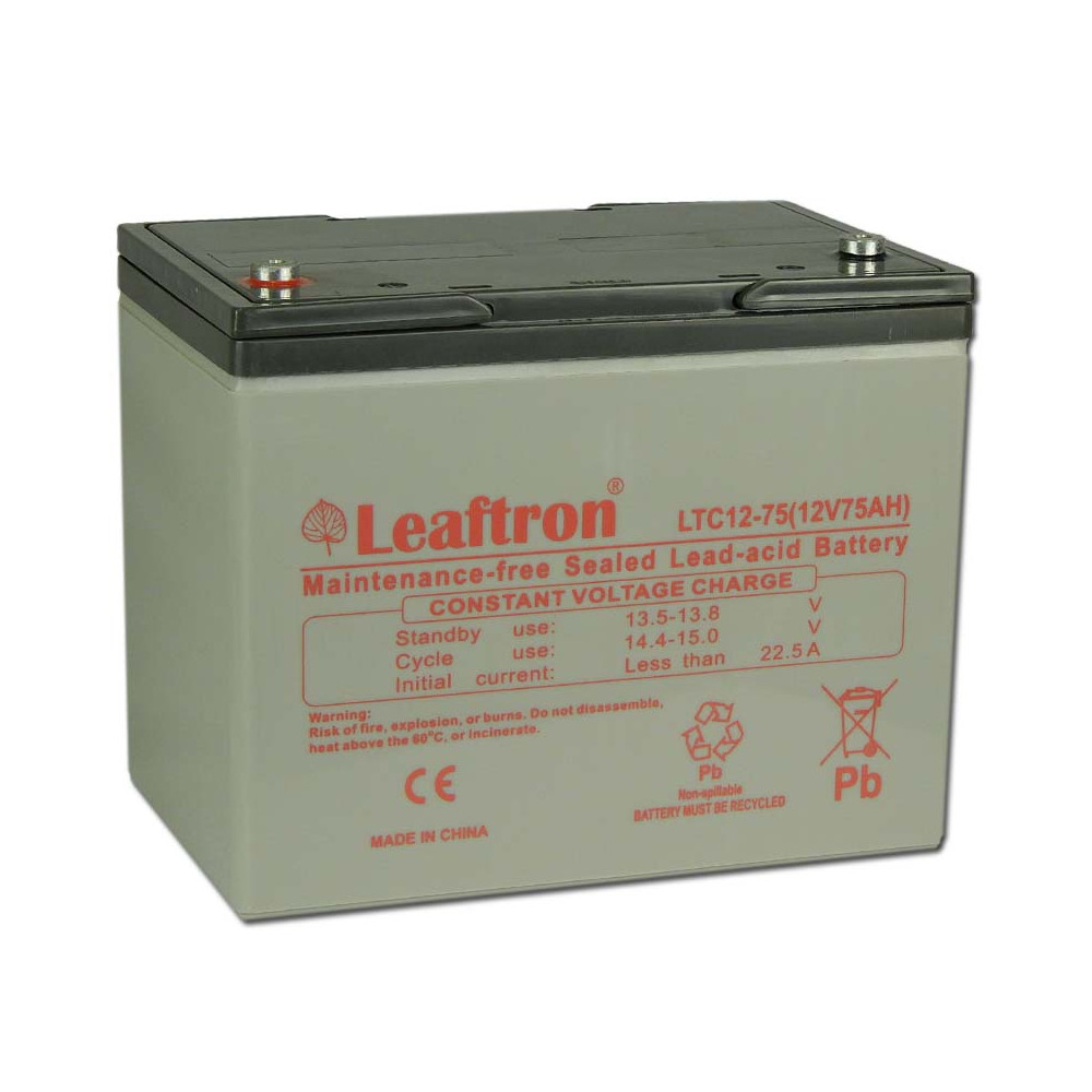 Leaftron 12V 75Ah Ciklkus Zselés Akkumulátor LTC12-75 Leaftron 12V 75Ah Ciklkus Zselés Akkumulátor LTC12-75