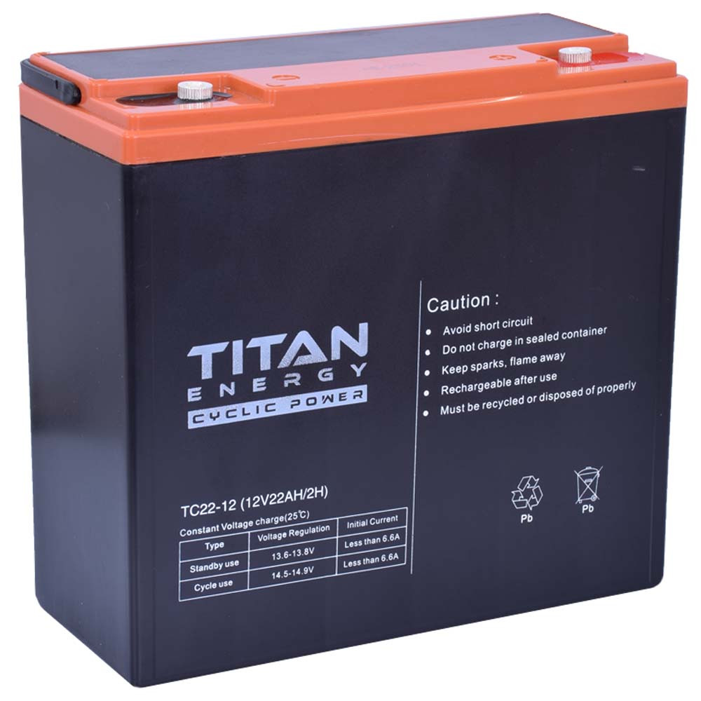 TitanEnergy CyclicPower TC22-12 12V 22Ah Ciklikus zselés akkumulátor elektromos kerékpárba TitanEnergy CyclicPower TC22-12 12V 22Ah Ciklikus zselés akkumulátor elektromos kerékpárba