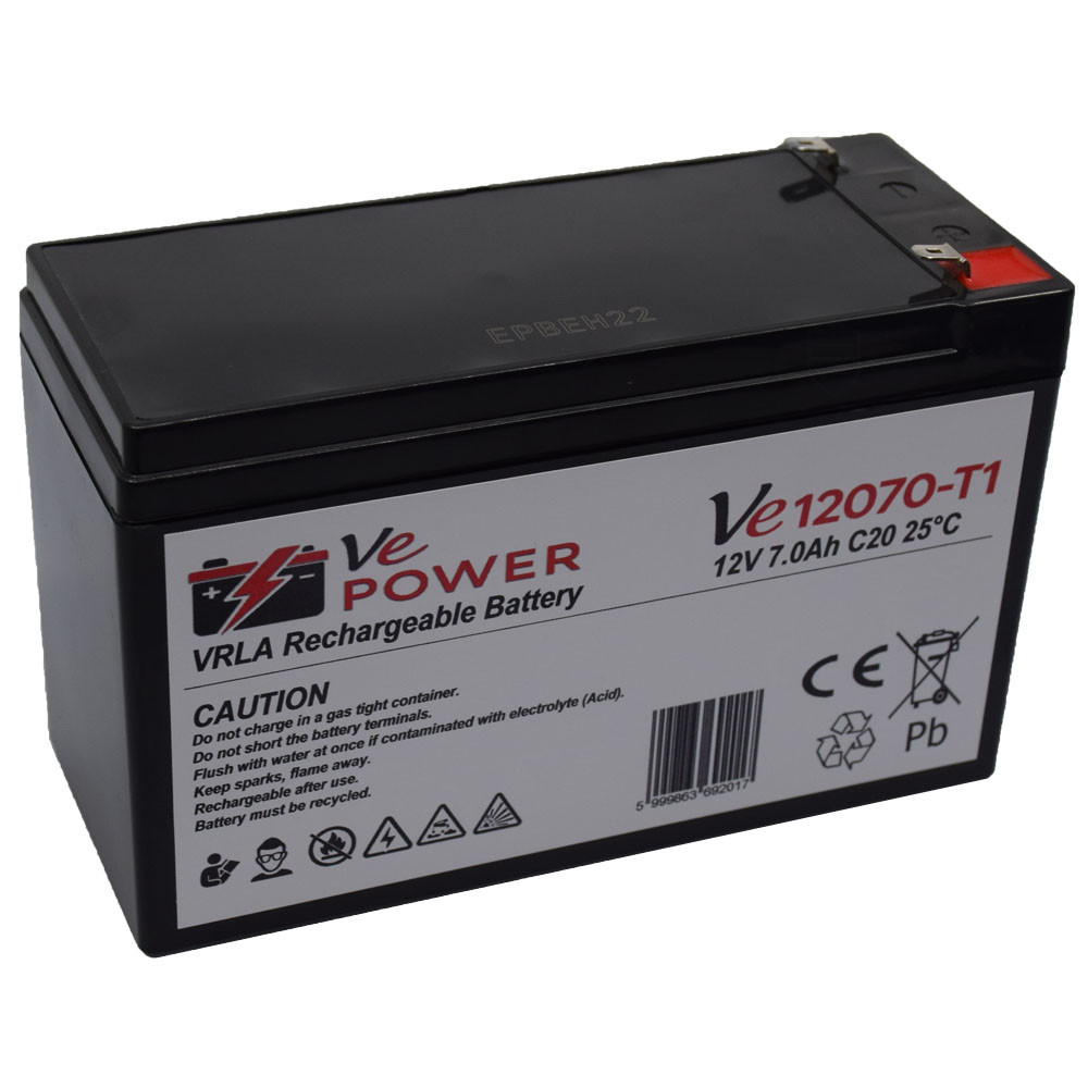 Ve POWER 12V 7Ah zselés akkumulátor Ve12070 T1 csatlakozóval Ve POWER 12V 7Ah zselés akkumulátor Ve12070 T1 csatlakozóval