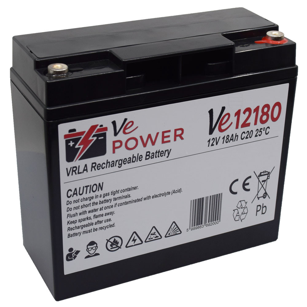 Ve POWER 12V 18Ah Zselés akkumulátor Ve12180 M5 zsákfuratos csatlakozóval Ve POWER 12V 18Ah Zselés akkumulátor Ve12180 M5 zsákfuratos csatlakozóval