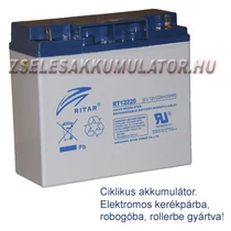 Ritar 12V 22Ah Ciklikus zselés akkumulátor elektromos kerékpárba