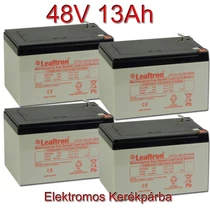 Leaftron 12V 13Ah Ciklikus zselés akkumulátor elektromos kerékpárba-48V-os csomag