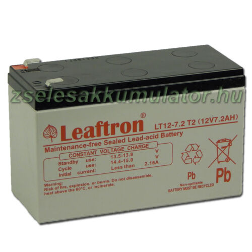 Leaftron 12V 7,2Ah  Zselés akkumulátor LT12-7,2 F1