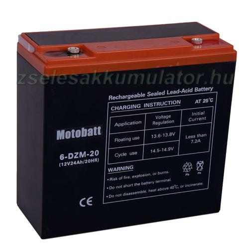 Motobatt 6 Dzm 20 12v 24ah Ciklikus Zseles Akkumulator 6 Dzm 20