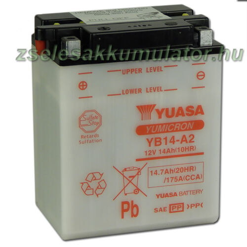 Yuasa YB14-A2 12V 14Ah Motor akkumulátor sav nélkül