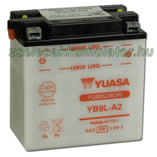 Yuasa YB9L-A2 12V 9Ah Motor akkumulátor sav nélkül