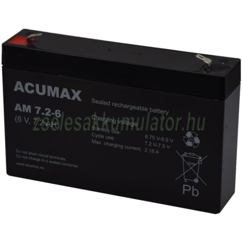 Acummax AM 7,2-6  6V 7,2Ah Zselés akkumulátor 