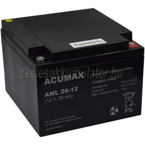 Acumax AML 26-12  12V 26Ah Zselés akkumulátor