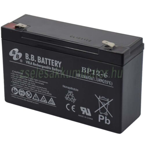 BB Battery 6V 12Ah BP12-6 zselés akkumulátor