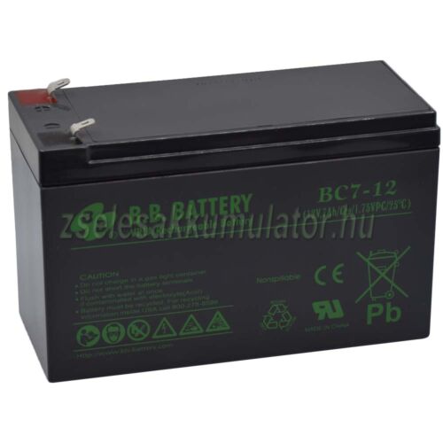 BB Battery 12V 7Ah Zselés akkumulátor T2