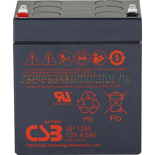 CSB 12V 4,5Ah Zselés Akkumulátor GP 1245