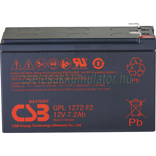 CSB 12V 7,2Ah Zselés Akkumulátor GPL 1272 F2