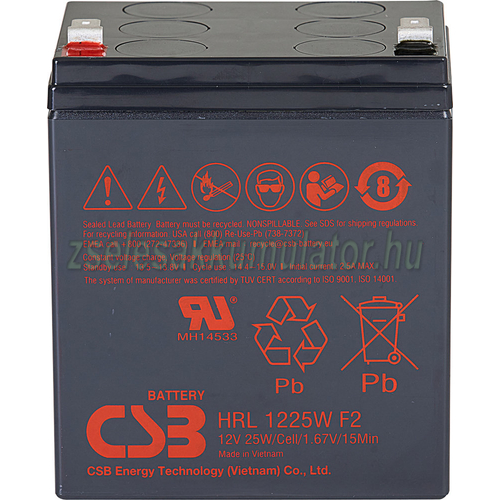  CSB 12V 5,9Ah Zselés Akkumulátor HR 1225W F2