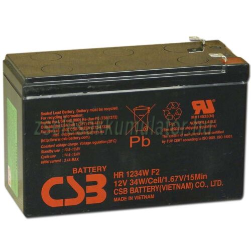  CSB 12V 9Ah Zselés Akkumulátor HR 1234W F2