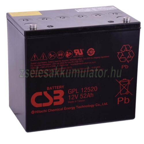 CSB GPL12520 12V 52Ah zselés akkumulátor