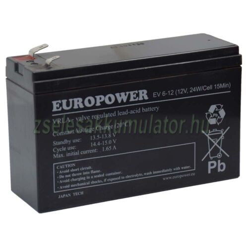 Europower 12V 6Ah F2- F1 zselés akkumulátor