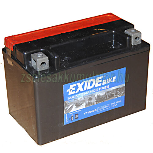 Exide ETX9-BS (YTX9-BS) 12V 8Ah gondozásmentes AGM (zselés) motor akkumulátor