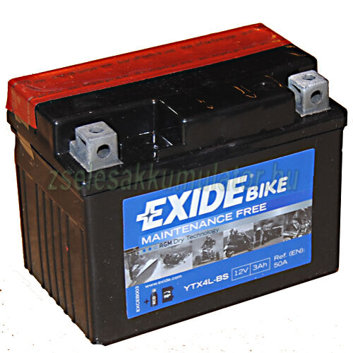 Exide ETX4L-BS (YTX4L-BS) 12V 3Ah gondozásmentes AGM (zselés) motor akkumulátor