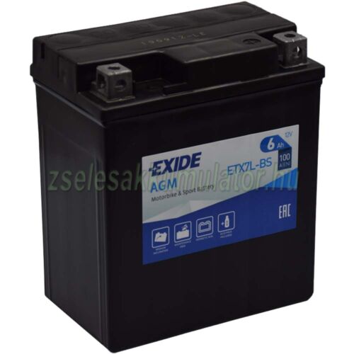 Exide ETX7L-BS (YTX7L-BS) 12V 6Ah gondozásmentes AGM (zselés) motor akkumulátor