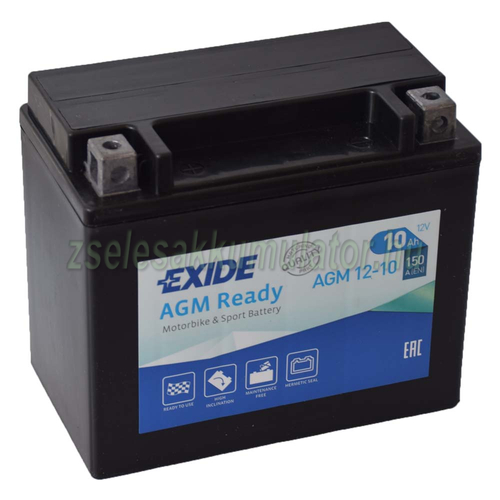 Exide AGM12-10 (YTX12-BS) 12V 10Ah gondozásmentes AGM (zselés) motor akkumulátor