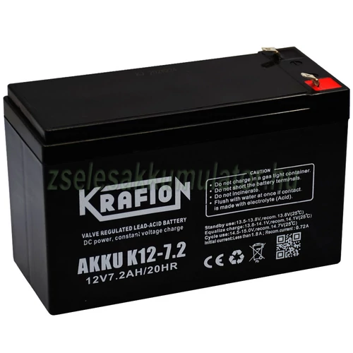 Krafton K12-7,2 12V 7,2Ah Zselés akkumulátor 
