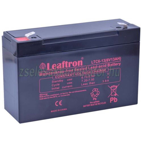 Leaftron 6V 13Ah Ciklikus Zselés akkumulátor LTC6-13