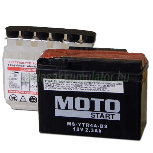 MotoSTART YTR4A-BS 12V 2,3Ah gondozásmentes AGM (zselés) motor akkumulátor