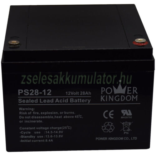 Power Kingdom PS28-12 12V 28Ah Zselés akkumulátor 