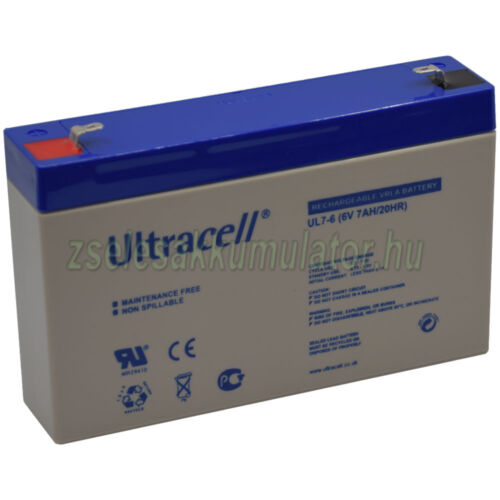 6V 7Ah Ulracell zselés akkumulátor