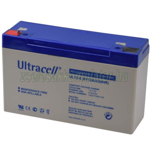 Ultracell 6V 12Ah Zselés akkumulátor UL12-6