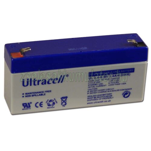  Ultracell 6V 3,4Ah Zselés akkumulátor