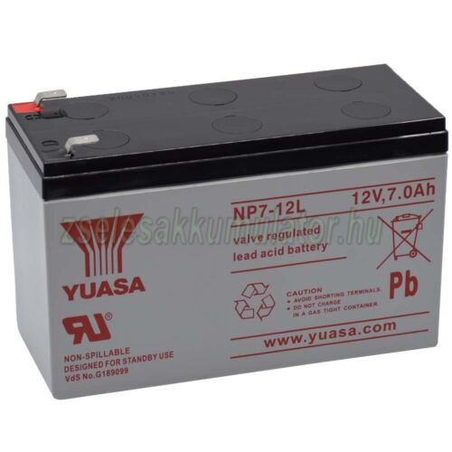 Yuasa 12V 7Ah Zselés akkumulátor NP7-12L